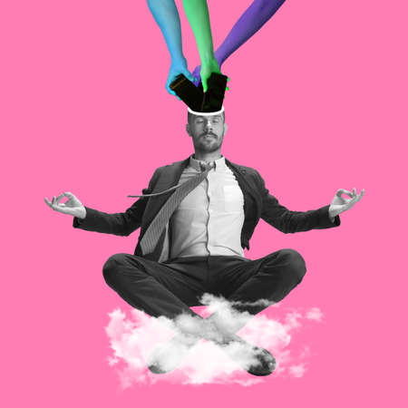 Modern design, contemporary art collage. Inspiration, idea, trendy urban magazine style.の写真素材