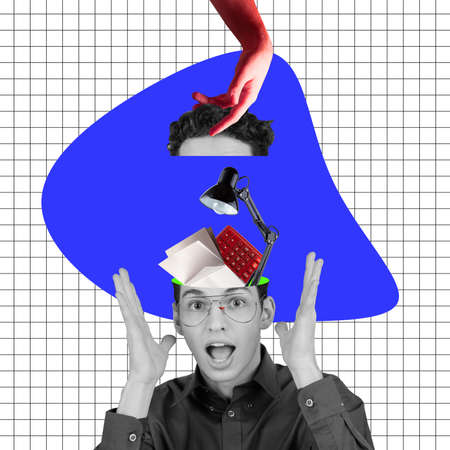 Modern design, contemporary art collage. Inspiration, idea, trendy urban magazine style.の写真素材