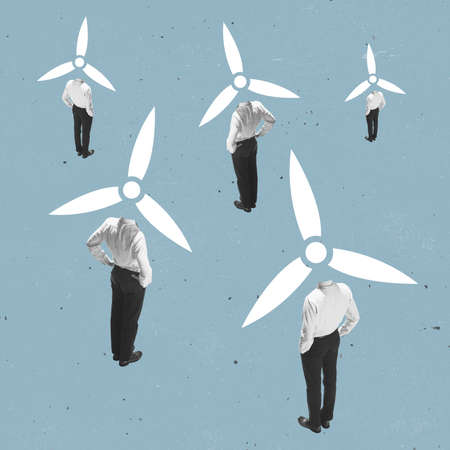 Contemporary art collage, modern creative design. Idea, inspiration, saving environment, environmental care, warming of the Earths climate.の写真素材