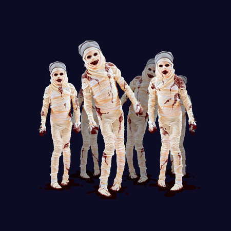 Contemporary art collage. Halloween costumes and makeup. Ideas, creativity, spooky season holidayの写真素材