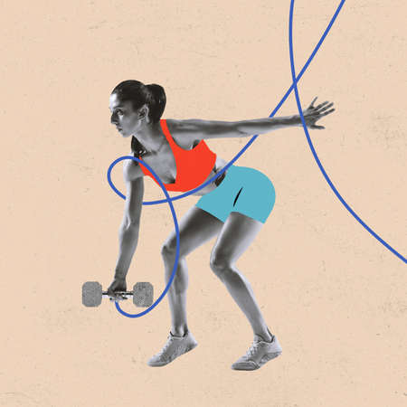Modern design, contemporary art collage. Inspiration, idea, trendy magazine style. Sport....