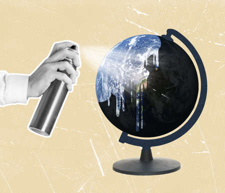 Contemporary art collage, modern creative design. Idea, inspiration, saving environment, ecology,...