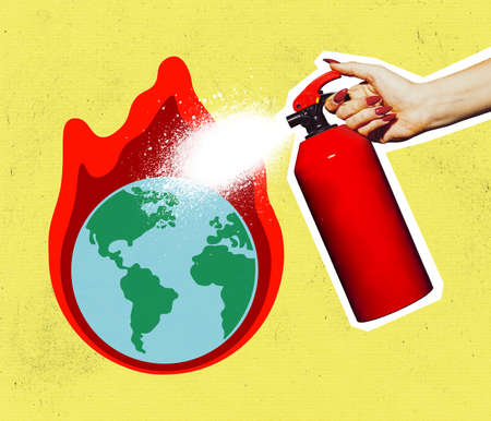 Contemporary art collage, modern creative design. Idea, inspiration, saving environment, ecology,...