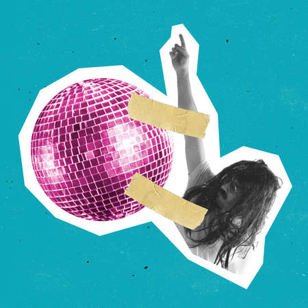 Modern design, contemporary art collage. Inspiration, idea, trendy urban magazine style. Dancer and...