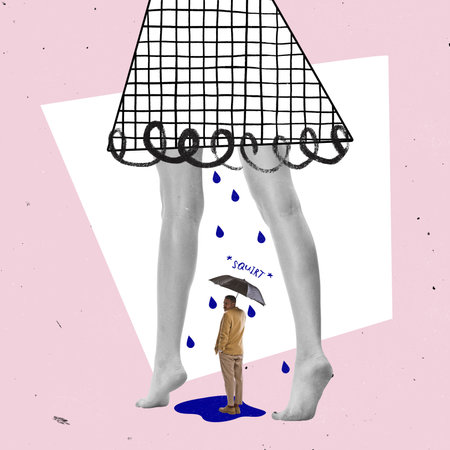 Modern design, contemporary art collage. Inspiration, idea, trendy urban magazine style. Surrealism. Support, love, care, female issues, healthの写真素材