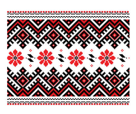 Famous Ukrainian folk seamless pattern design. Ethnic tradininal embroidery ornament of vyshyvanka. Concept of art, beauty, fashion style. Vectorのイラスト素材