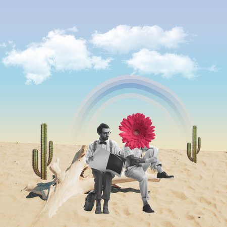 Contemporary art collage. Inspiration, idea, trendy urban magazine style, fashion and creativity. Surrealism.の写真素材