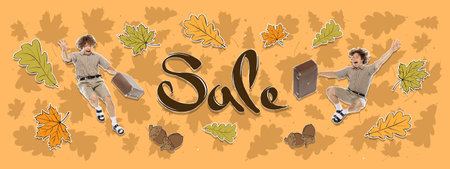 Flyer for promotion of seasonal sales, black Friday, Halloween concept. Retro vintage fashion style. Shopping, ideas, inspiration, bussiness.の写真素材