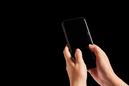 Making donation. Female hands scrolling phone screen, using gadget. Concept of modern technologies,...