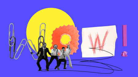 Wow. Employees, office workers showing happy positive emotions, reaching success in professional...