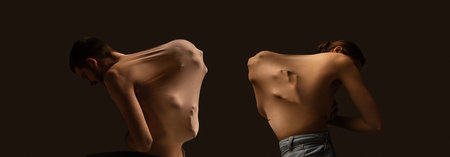 Emotions coming out. Human face silhouettes appearing from mans and womans back. Feeling breakdown....