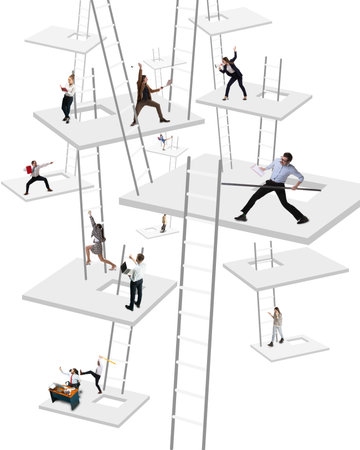 Creative collage. Diversity of emotions and lifestyle. People, employees expressing feelings, communicating, working, quarreling.の写真素材