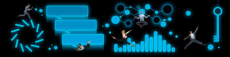 Employees, office workers working with concentration and ambitios, growing professional success....