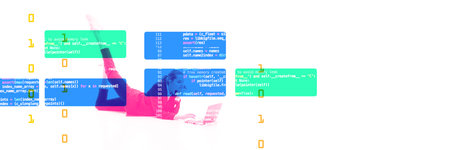 Young woman, freelance, IT worker creating code for website, application. Coding. Html, css, java....