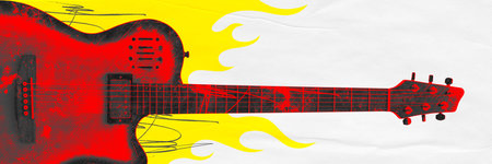 Social media campaign for an upcoming rock bands album release, using the guitar as a symbol. Stylized image of an electric guitarの写真素材