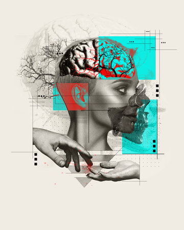 Artwork for a psychological thriller about memory manipulation and identity. Poster for a seminar on the neuroscienceの写真素材