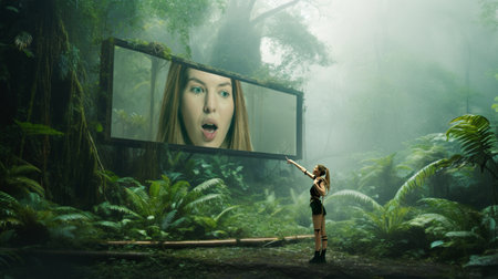 Promotion of online video games. Adventure travel agency using image to promote jungle trekking...