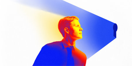 Businessman looking at future opportunities. New path, innovations. Contemporary art collage.