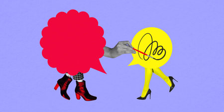 Large speech bubble drawing on smaller one, symbolizing influence, manipulation, shaping opinions...