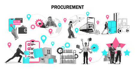 Conceptual design. Procurement process showcasing logistics, supply chain management, and cost optimization.の写真素材
