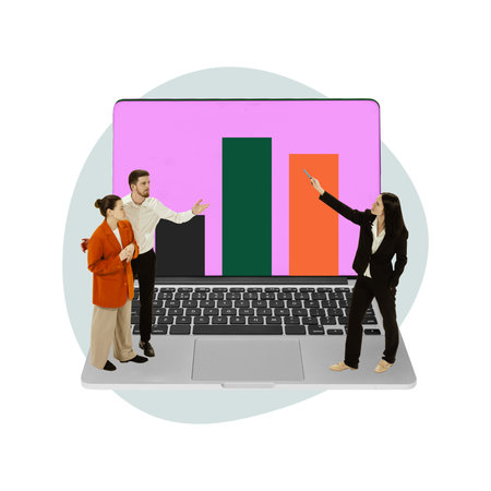 Strategic evaluation through data-driven insights, improving performance through comparison and innovation. Collaboration, performance metricsの写真素材