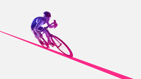 Dynamic artwork professional cyclist racing on road bike.の写真素材