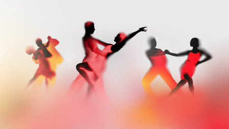 Ballroom dance silhouettes dramatic motion blur performance