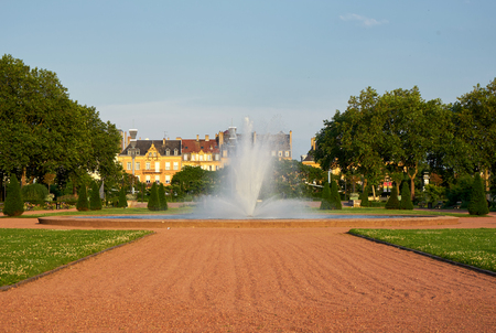 Fountain At Arsenal's Park Metz Franceの写真素材