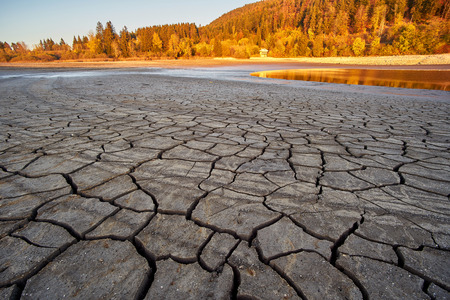 Dried Out Lake During a Particularly Dry Summer  Bouverans - Doubs - Franceの写真素材