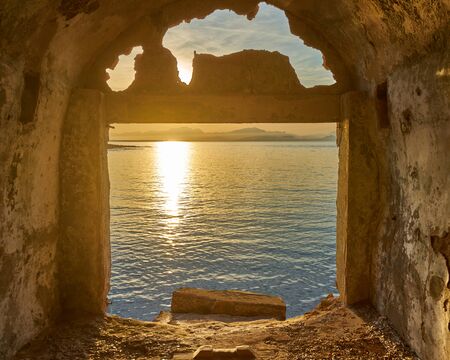 Seascape View From An Antique Boat Shelter At Cala de Platja Cala de Camps Vells Colonia de Sant...
