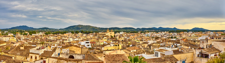 Aerial Panoramic View Over The Roofs Of Arta Majorca Spainのeditorial素材