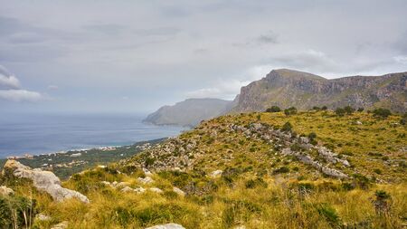 Panoramic Seascape View Of Sierra de Llevant And Betlem During A Cloudly Day - Majorca - Spainの写真素材