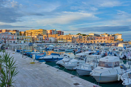 Old Harbour Of Bisceglie At Sunset- Puglia - Apulia - Italyのeditorial素材