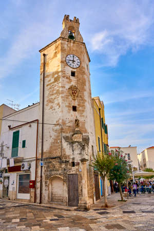 Civic Tower With Clock Represents a Urban Architecture of The Past and Baroque Assemblage - Monopoli - Apulia - Puglia - Italyのeditorial素材