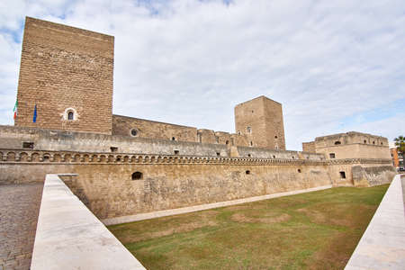 View At The Swabian Castle Also Known As Castello Svevo Built in 1132 And Located in Bari Apulia Italyのeditorial素材