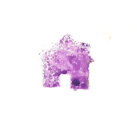 watercolor purple similar house, painted with a spongeの写真素材