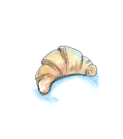 croissant. watercolor illustration of food - croissantの写真素材