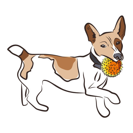 Hand drawn sketch of cute funny Jack Russell Terrier. vector illustrationのイラスト素材