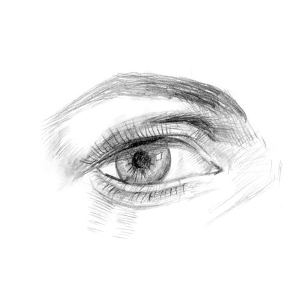 Eye pencil sketch hand drawn vector illustrationのイラスト素材