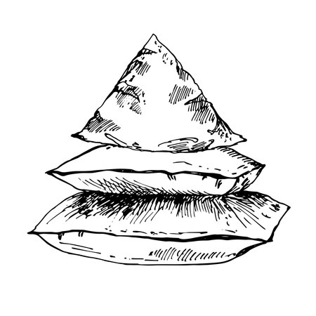 sketch vector illustration pillow, hand drawn whiteのイラスト素材