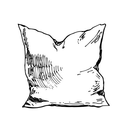 sketch vector illustration pillow, hand drawn whiteのイラスト素材