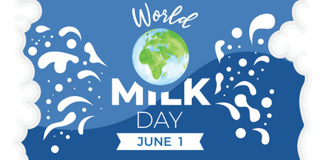world Milk Day Vector Illustration. Fresh Milk Illustration vector. earth illustration watercolorのイラスト素材