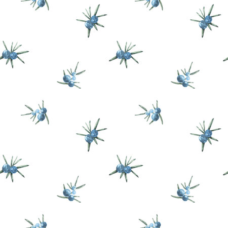 Vintage watercolor juniper seamless pattern. can be used as greeting card, invitation card for wedding, birthday and other holiday and summer background.の写真素材