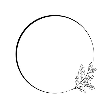 Hand drawn vector frame. Floral wreath with leaves for wedding and holiday. Decorative elements for design. Isolatedのイラスト素材