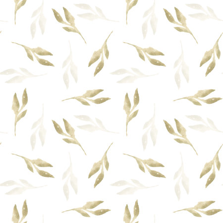 Watercolor modern abstract boho beige plants seamless pattern. Hand painted nursery cute bohemian print can be used for scrapbook paper, wallpaper, wrapping paper, fabric, textileの写真素材