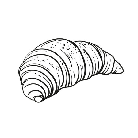 Sketch croissant on white background. Doodle Vector Illustration. Best for menu, design, flyers, bannersのイラスト素材