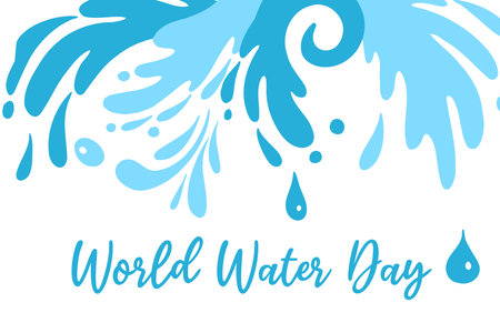 world water day vector illustration flat design. Splashes and drops composition banner. 22 marchのイラスト素材