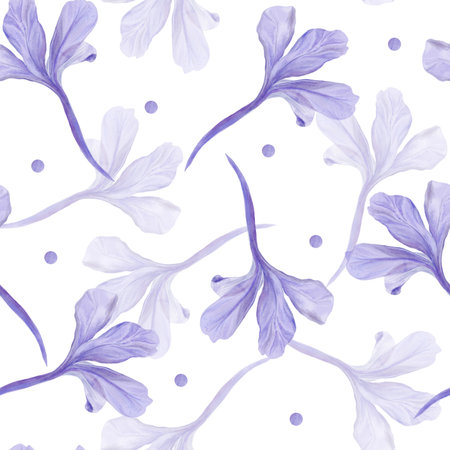 Watercolor purple floral seamless pattern. Hand drawn violet illustration for wedding, birthday, card, invitation. Abstract template set romantic . Isolated on white for fabric, textileの写真素材