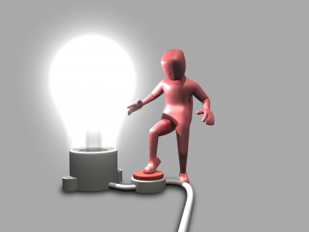 Man Light Bulb Switchの写真素材