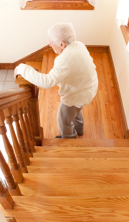 Senior Woman with Staircaseの写真素材